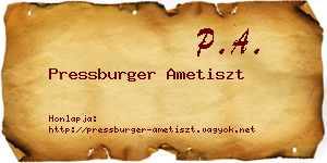 Pressburger Ametiszt névjegykártya
